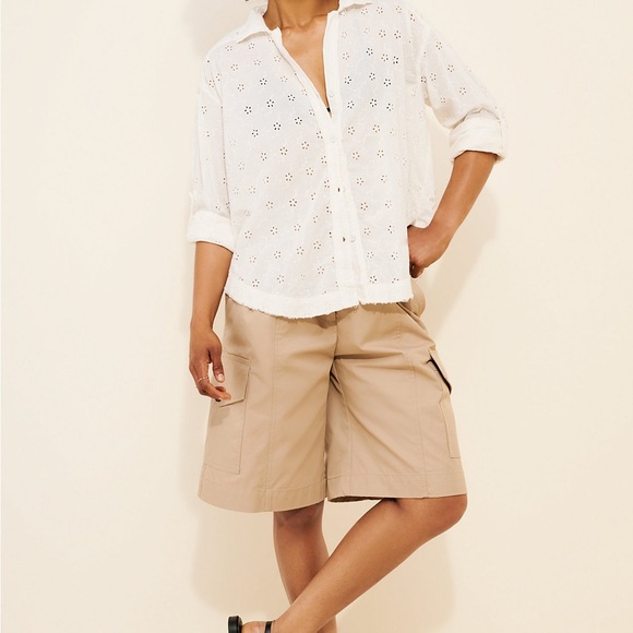 We The Free Mae Washed Eyelet Button Down Shirt size L - Picture 4 of 13